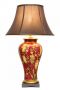 Keramická lampa - s květy jasmínu na temně červeném podkladu